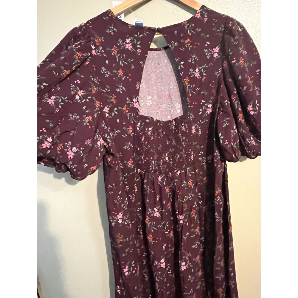 Old Navy Purple Floral Smocked Open Back Maxi Dress Purple 2X NWT - Picture 10 of 14